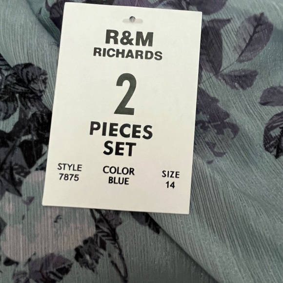 R&M Richards blue purple 2 piece long formal dress with jacket. Size 14. NWT. - Picture 7 of 16